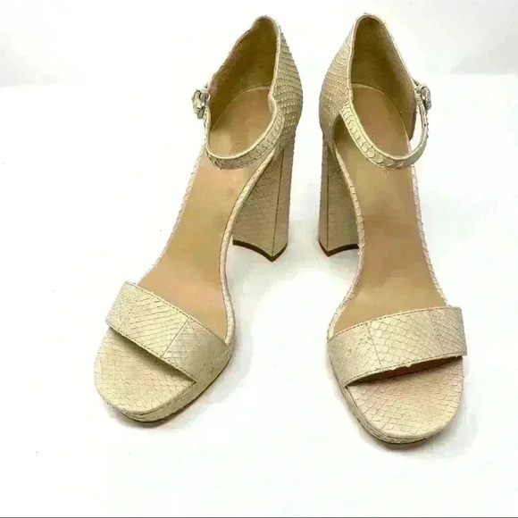 Pour La Victoria Yvette Beige Snake texture Heel 8 - Picture 2 of 10